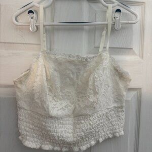 Torrid White Lace Smocked Crop Top Bralette Style